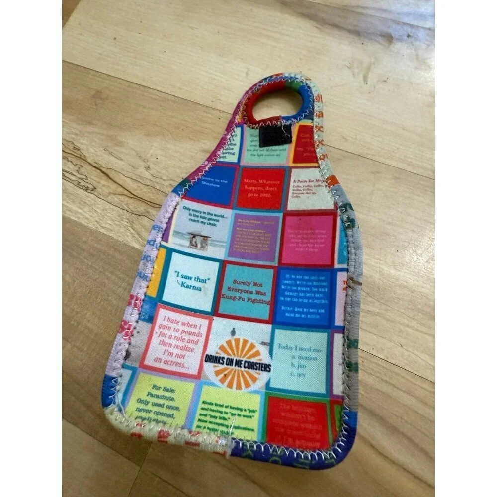 Drinks On Me Coasters Fabric Tote Holder
